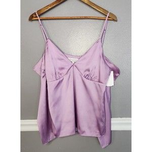WAYF, Women's Satin Long Sleeve Off Shoulder Blouse Lavander Size M